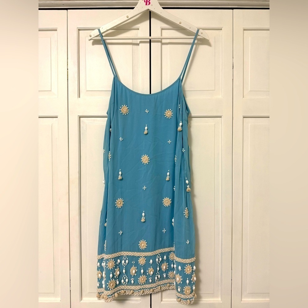 French Connection Spaghetti Strap Beaded Beach Sundress Resortwear Vacation 12